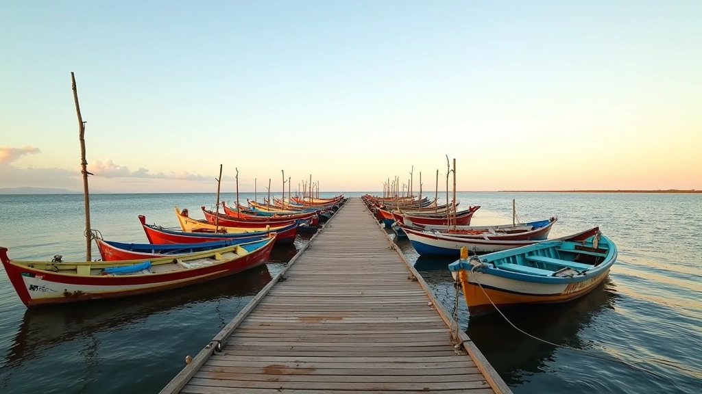 Vista panorámica del muelle de pescadores en La Guancha Ponce con barcos tradicionales