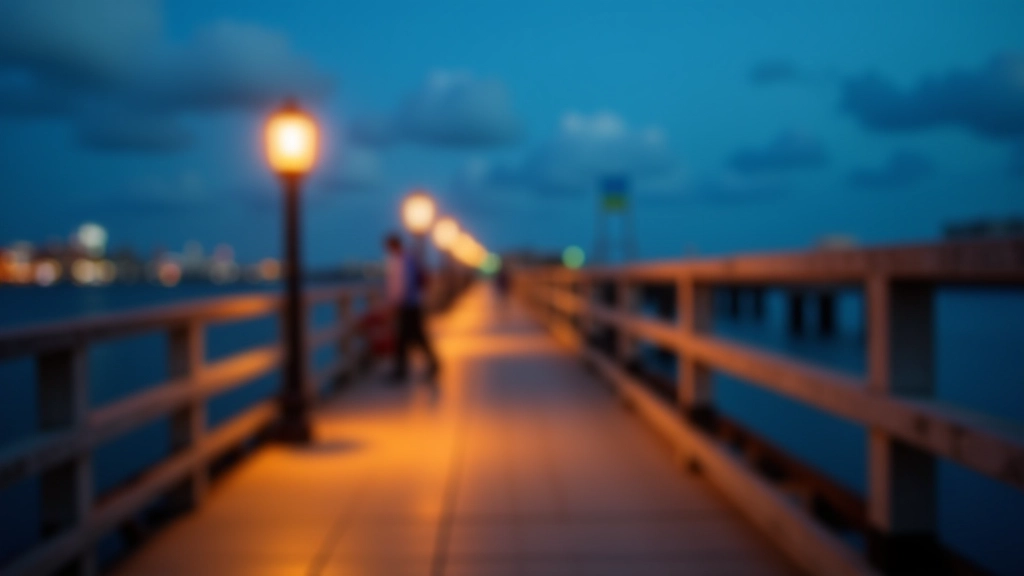 Vista del muelle de día con buena iluminación, barandillas de seguridad y superficie plana bien mantenida
