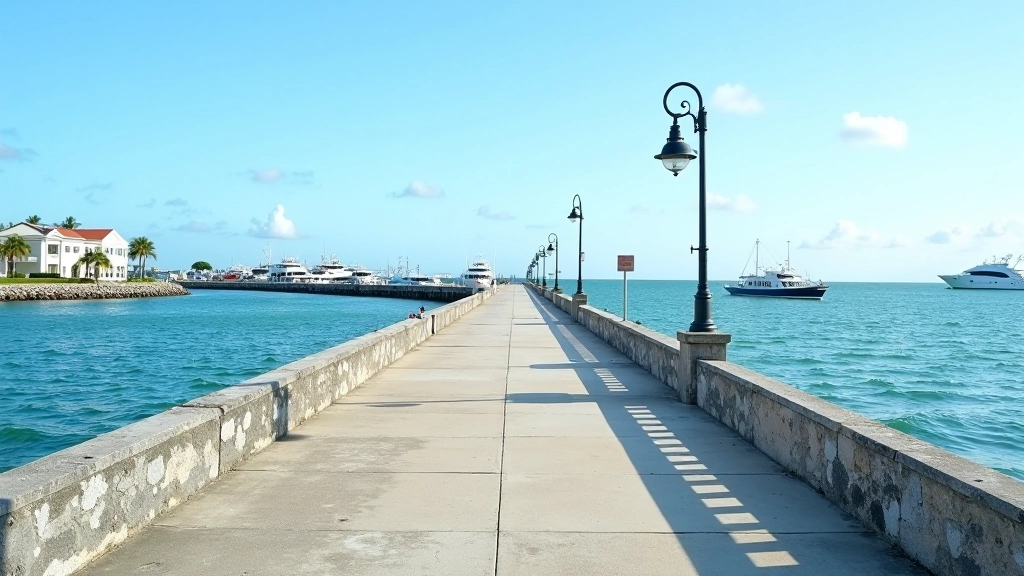 Vista panorámica del muelle con puntos de interés destacados en el puerto de Ponce